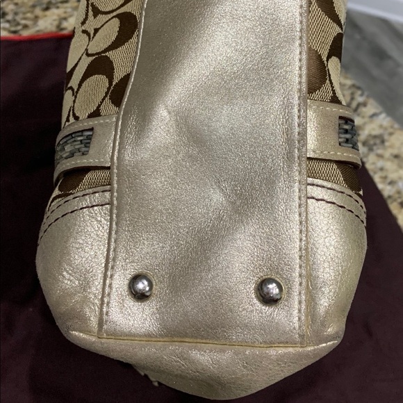 COACH Brown Canvas Tote with Sequins - Picture 6 of 6